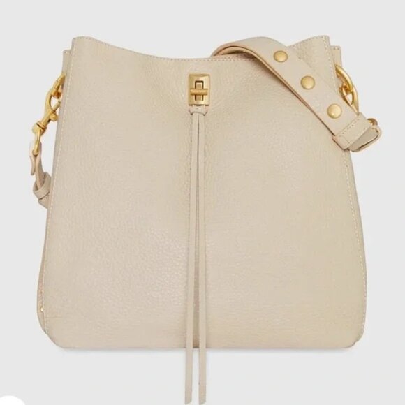 Rebecca Minkoff Handbags - Rebecca Minkoff Ivory Darren Pebbled Leather Bucket Shoulder Bag